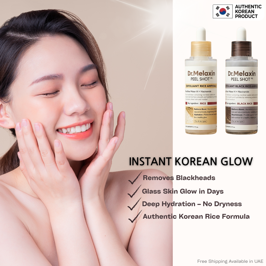 Dr. Melaxin Peel Shot White & Black Rice Exfoliant Ampoule 80ml (Pack of 2)