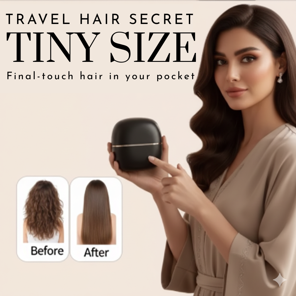 Mini Wireless Hair Straightening Brush with 3 Temperature levels (160°C, 180°C, 200°C)