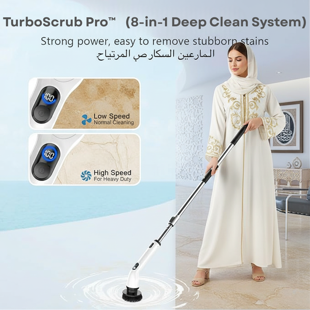 TurboScrub Pro™ – Cordless Electric Spin Cleaning Brush (8-in-1 Deep Clean System)